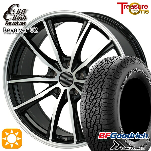 【取付対象】ハリアー エクストレイル 225/65R17 102T ORWL BFグッドリッチ トレールテレーン トレジャーワン クリフクライム リボルバー02 ブラックポリッシュ 17インチ 7.0J 5H114.3 サマータイヤホイールセット