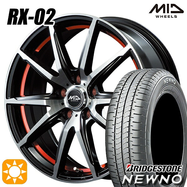 【取付対象】215/50R17 91V ブリヂストン ニューノ MID シュナイダー RX02 RX810 BP/アンダーカットレッド 17インチ 7.0J 5H100 サマータイヤホイールセット |格安タイヤホイールジャストパーツ