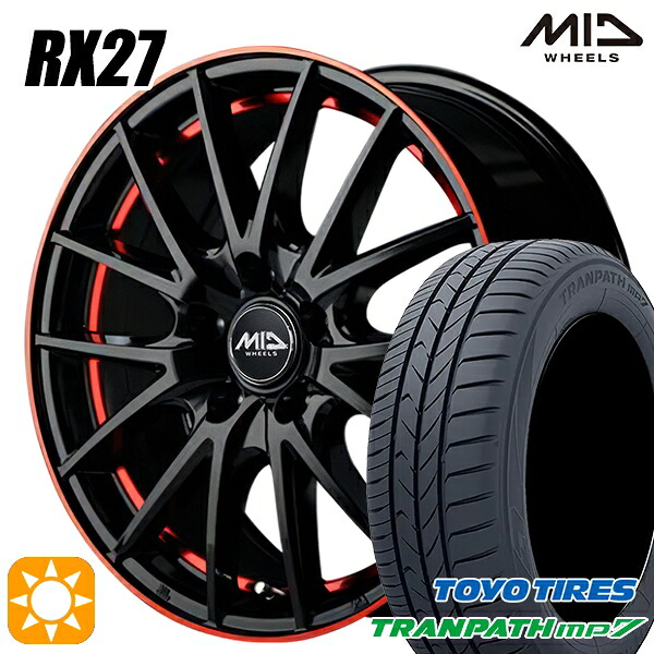 【取付対象】205/50R17 93V トーヨー トランパス mp7 MID シュナイダー RX27 ブラック/リム＆アンダーカットポリッシュ＋レッドクリア 17インチ 7.0J 5H114.3 サマータイヤホイールセット ｜格安タイヤホイールジャストパーツ