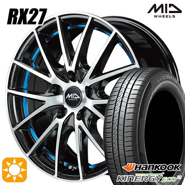 【取付対象】185/65R15 88T ハンコック KlnERGy ECO2 K435 MID シュナイダー RX27 BMP/アンダーカットブルークリア 15インチ 6.0J 5H100 サマータイヤホイールセット