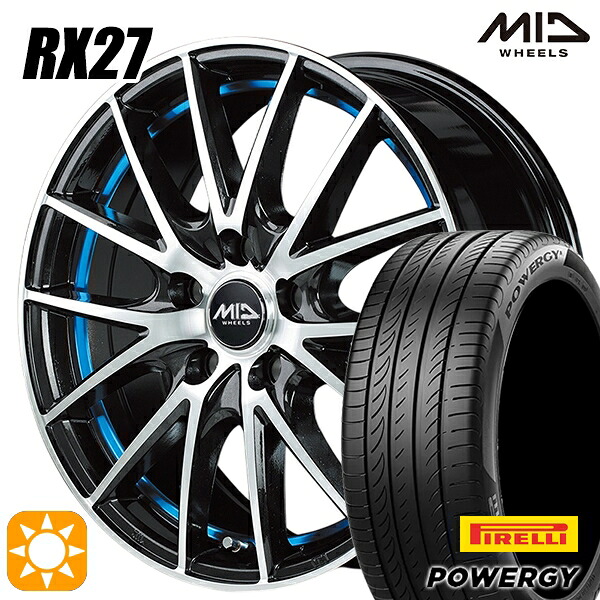 【取付対象】フォレスター 215/60R17 96V ピレリ パワジー MID シュナイダー RX27 BMP/アンダーカットブルークリア 17インチ 7.0J 5H100 サマータイヤホイールセット ｜格安タイヤホイールジャストパーツ