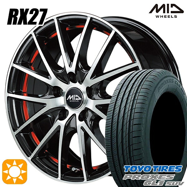【取付対象】225/65R17 102H トーヨー プロクセス CL1 SUV MID シュナイダー RX27 BMP/アンダーカットレッドクリア 17インチ 7.0J 5H114.3 サマータイヤホイールセット