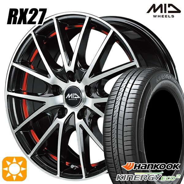 【取付対象】185/65R15 88T ハンコック KlnERGy ECO2 K435 MID シュナイダー RX27 BMP/アンダーカットレッドクリア 15インチ 6.0J 5H114.3 サマータイヤホイールセット