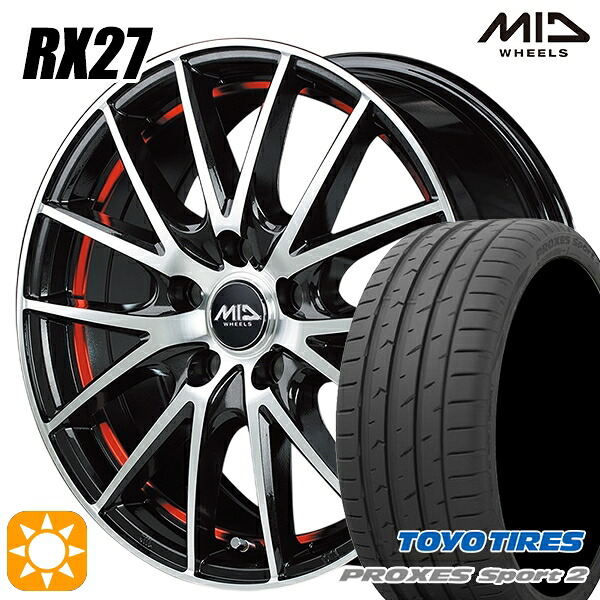 【取付対象】アクセラ アテンザ 215/45R18 93Y XL トーヨー プロクセススポーツ2 MID シュナイダー RX27 BMP/アンダーカットレッドクリア 18インチ 7.0J 5H114.3 サマータイヤホイールセット