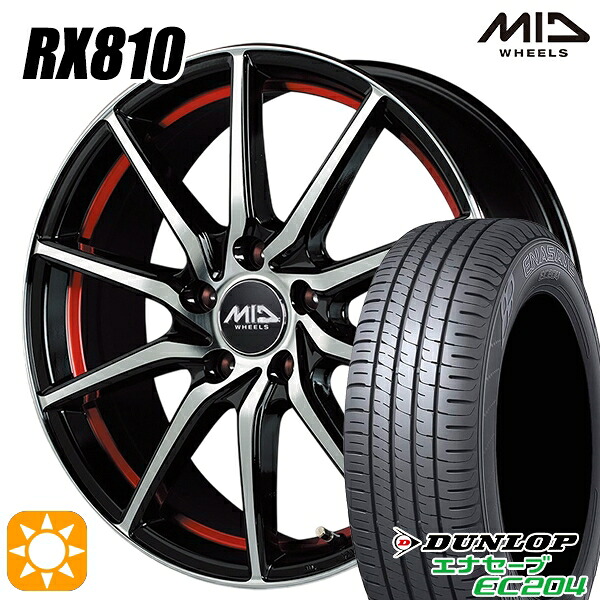 【取付対象】195/65R15 91V ダンロップ エナセーブ EC204 MID シュナイダー RX810 BP/アンダーカットレッド 15インチ 6.0J 5H114.3 サマータイヤホイールセット