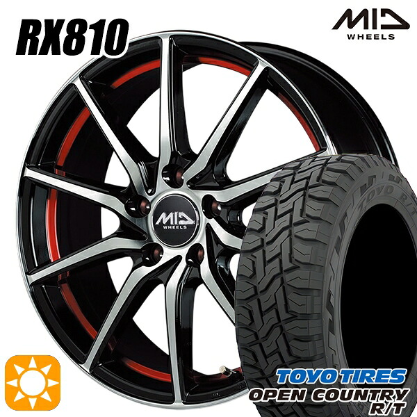 【取付対象】エクストレイル フォレスター 225/60R17 99Q トーヨー オープンカントリー R/T MID シュナイダー RX810 BP/アンダーカットレッド 17インチ 7.0J 5H114.3 サマータイヤホイールセット |格安タイヤホイールジャストパーツ