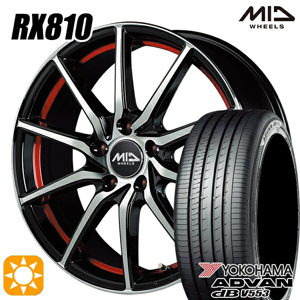【取付対象】C-HR レガシィB4 225/50R18 99W XL ヨコハマ アドバンデシベル V553 MID シュナイダー RX810 BP/アンダーカットレッド 18インチ 7.0J 5H114.3 サマータイヤホイールセット |格安タイヤホイールジャストパーツ