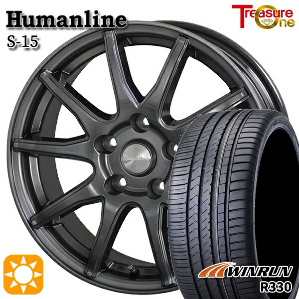 【取付対象】エスクァイア セレナ 205/50R17 93W XL ウィンラン R330 トレジャーワン ヒューマンライン S15 ガンメタブラック 17インチ 7.0J 5H114.3 サマータイヤホイールセット