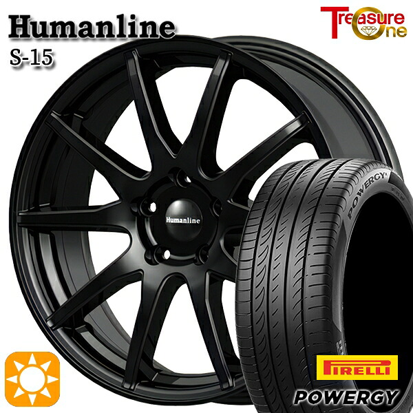 【取付対象】30/50プリウス カローラスポーツ 205/55R16 91V ピレリ パワジー トレジャーワン ヒューマンライン S15 ブラック 16インチ 6.5J 5H100 サマータイヤホイールセット