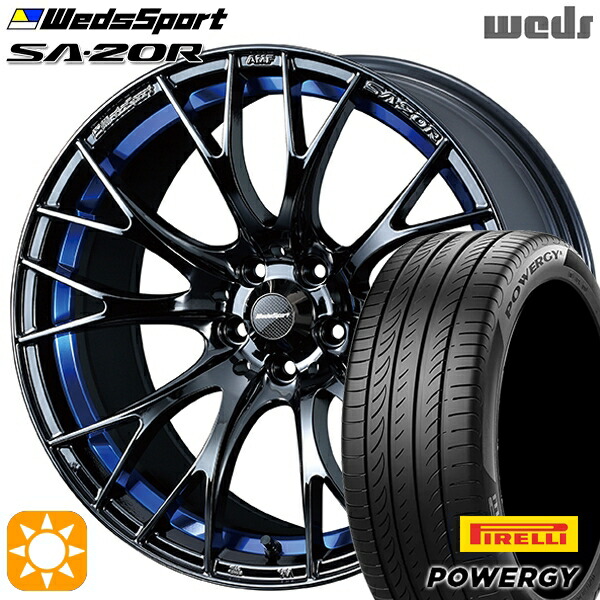 【取付対象】エクストレイル アテンザ 225/55R17 101W XL ピレリ パワジー Weds ウェッズスポーツ SA20R BLCII（ブルーライトクロームツー） 17インチ 7.5J 5H114.3 サマータイヤホイールセット