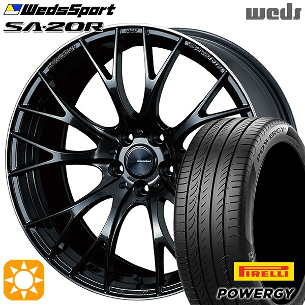 【取付対象】クラウン アコード 245/35R19 93Y XL ピレリ パワジー POWERGY Weds ウェッズスポーツ SA20R METAL-BLACK/F(メタルブラックエフ) 19インチ 8.5J 5H114.3 サマータイヤホイールセット