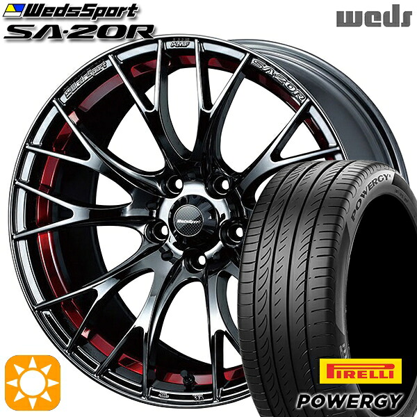 【取付対象】C-HR ヴェゼル 225/50R18 95W ピレリ パワジー Weds ウェッズスポーツ SA20R RLC(レッドライトクローム) 18インチ 7.5J 5H114.3 サマータイヤホイールセット |格安タイヤホイールジャストパーツ