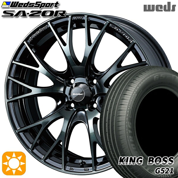 【取付対象】175/65R15 84H キングボス G521 Weds ウェッズスポーツ SA20R WBC（ウォースブラッククリアー） 15インチ 6.0J 4H100 サマータイヤホイールセット