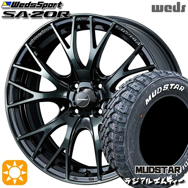 【取付対象】195/65R15 91T マッドスター ラジアル M/T ホワイトレター Weds ウェッズスポーツ SA20R WBC（ウォースブラッククリアー） 15インチ 6.0J 4H100 サマータイヤホイールセット
