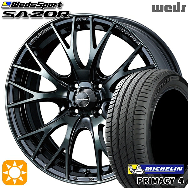 【取付対象】フィット アクア 185/60R15 88H XL ミシュラン プライマシー4 Weds ウェッズスポーツ SA20R WBC(ウォースブラッククリアー) 15インチ 6.0J 4H100 サマータイヤホイールセット |格安タイヤホイールジャストパーツ