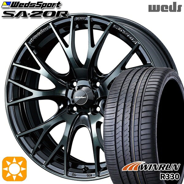 【取付対象】N-BOX ウェイク 165/55R15 75H ウィンラン R330 Weds ウェッズスポーツ SA20R WBC（ウォースブラッククリアー） 15インチ 5.0J 4H100 サマータイヤホイールセット
