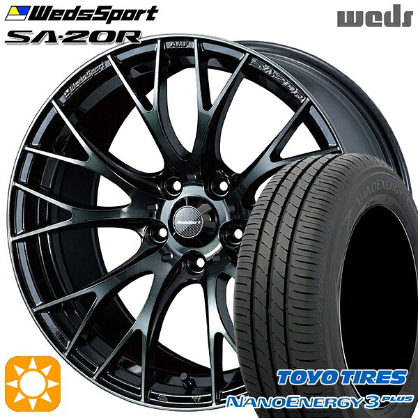 【取付対象】215/40R18 85W トーヨー ナノエナジー3プラス Weds ウェッズスポーツ SA20R WBC（ウォースブラッククリアー） 18インチ 7.5J 5H114.3 サマータイヤホイールセット