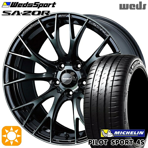 【取付対象】215/35R18 (84Y) XL ミシュラン パイロットスポーツ 4S Weds ウェッズスポーツ SA20R WBC（ウォースブラッククリアー） 18インチ 7.5J 5H114.3 サマータイヤホイールセット ｜格安タイヤホイールジャストパーツ