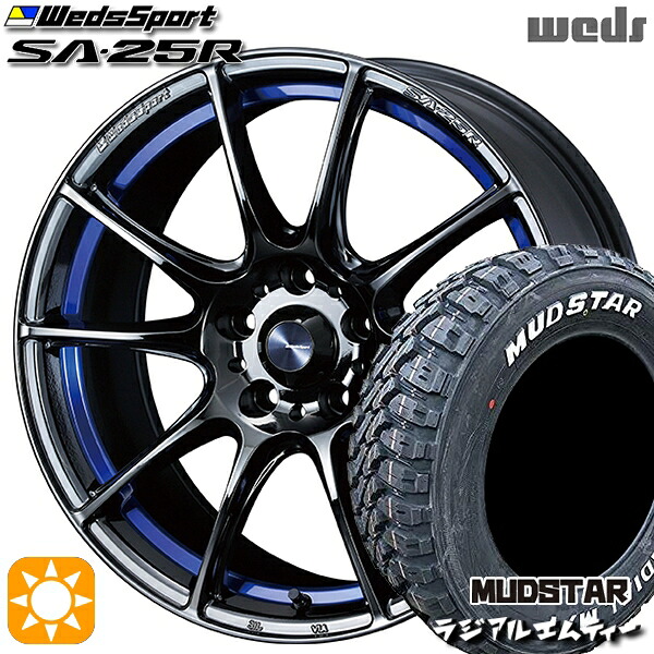 【取付対象】225/65R17 102T マッドスター ラジアルM/T Weds ウェッズスポーツ SA25R BLCII（ブルーライトクロームツー） 17インチ 7.5J 5H114.3 サマータイヤホイールセット
