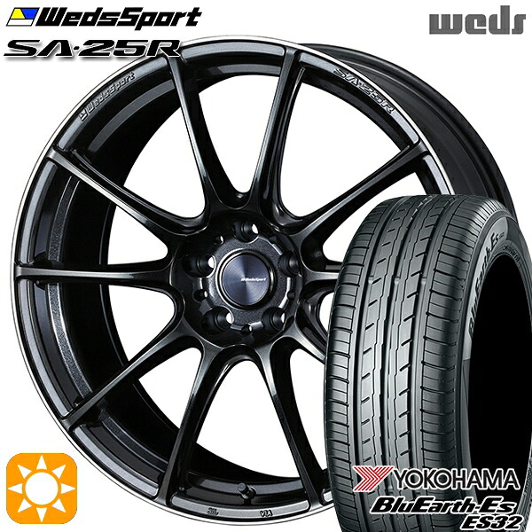 【取付対象】245/40R19 94W ヨコハマ ブルーアース ES32 Weds ウェッズスポーツ SA25R METAL BLACK/F (メタルブラックエフ) 19インチ 8.0J 5H114.3 サマータイヤホイールセット |格安タイヤホイールジャストパーツ
