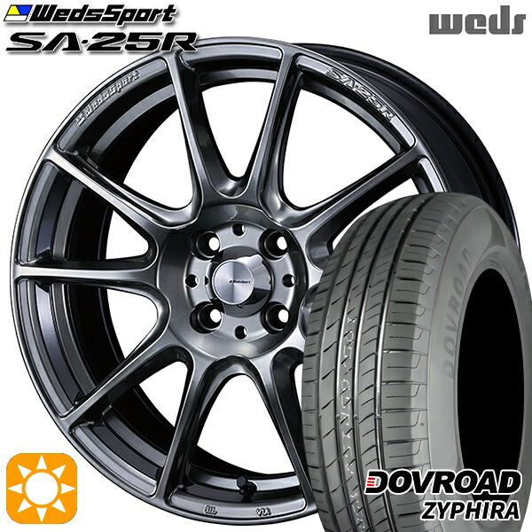 【取付対象】マツダ2 ノート 185/65R15 88H DOVROAD ザイファイラ Weds ウェッズスポーツ SA25R PSB (プラチナシルバーブラック) 15インチ 6.0J 4H100 サマータイヤホイールセット ｜格安タイヤホイールジャストパーツ