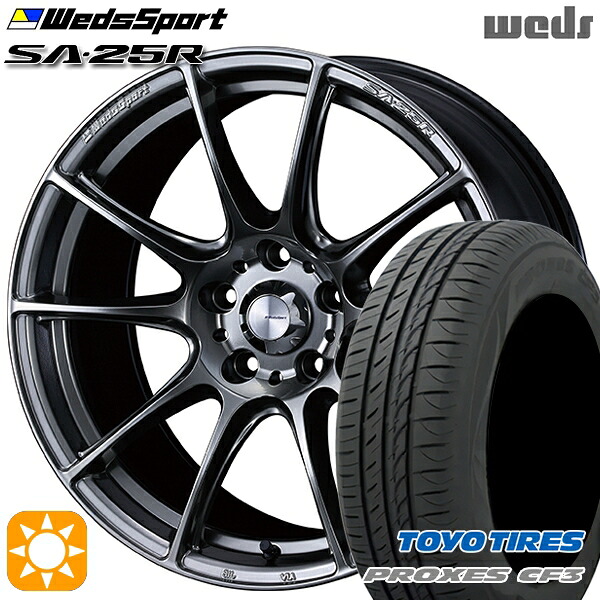 【取付対象】エスティマ ヤリスクロス 215/60R16 95H トーヨー プロクセス CF3 Weds ウェッズスポーツ SA25R PSB (プラチナシルバーブラック) 16インチ 7.0J 5H114.3 サマータイヤホイールセット