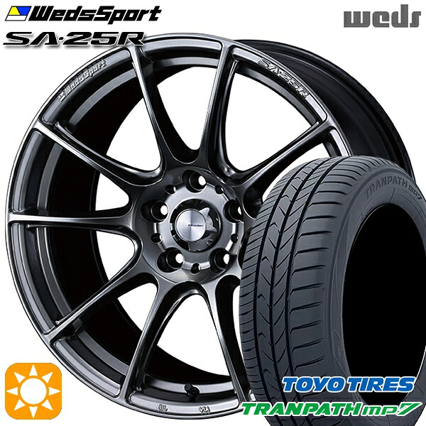 【取付対象】215/55R17 94V トーヨー トランパス mp7 Weds ウェッズスポーツ SA25R PSB (プラチナシルバーブラック) 17インチ 7.0J 5H100 サマータイヤホイールセット ｜格安タイヤホイールジャストパーツ