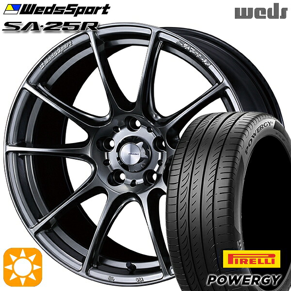 【取付対象】225/40R19 93W XL ピレリ パワジー Weds ウェッズスポーツ SA25R PSB (プラチナシルバーブラック) 19インチ 8.5J 5H114.3 サマータイヤホイールセット