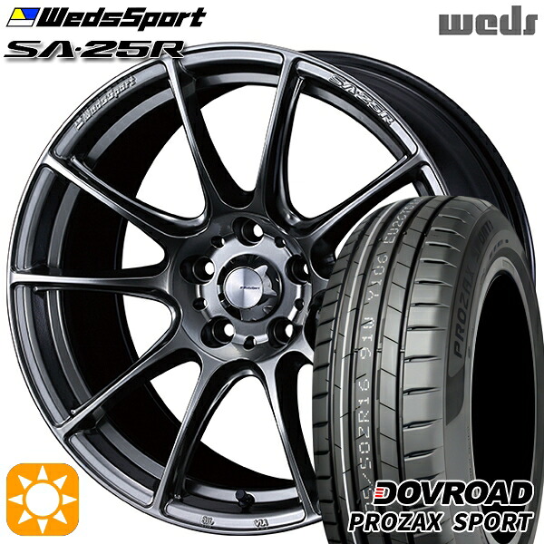 【取付対象】アウトランダー エクストレイル 225/55R18 102W XL DOVROAD プロザックススポーツ Weds ウェッズスポーツ SA25R PSB (プラチナシルバーブラック) 18インチ 7.5J 5H114.3 サマータイヤホイールセット ｜格安タイヤホイールジャストパーツ