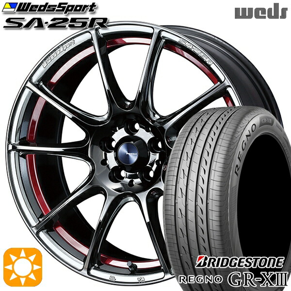 【取付対象】マツダ2 ノート 205/45R17 88W XL ブリヂストン レグノ GR-X3 Weds ウェッズスポーツ SA25R RLC (レッドライトクローム) 17インチ 7.0J 4H100 サマータイヤホイールセット