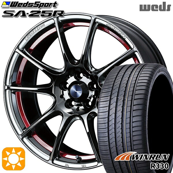 【取付対象】195/40R17 81W XL ウィンラン R330 Weds ウェッズスポーツ SA25R RLC (レッドライトクローム) 17インチ 7.0J 4H100 サマータイヤホイールセット ｜格安タイヤホイールジャストパーツ