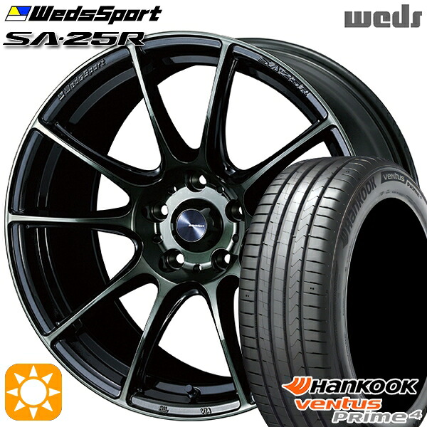 【取付対象】205/50R17 93W XL ハンコック veNtus PRime4 K135 Weds ウェッズスポーツ SA25R WBC (ウォースブラッククリアー) 17インチ 7.0J 5H100 サマータイヤホイールセット ｜格安タイヤホイールジャストパーツ
