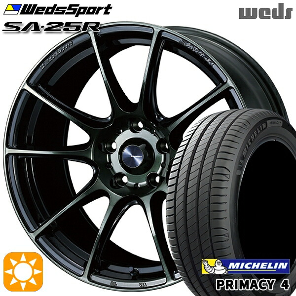 【取付対象】195/60R16 93V XL ミシュラン プライマシー4 Weds ウェッズスポーツ SA25R WBC (ウォースブラッククリアー) 16インチ 7.0J 5H114.3 サマータイヤホイールセット