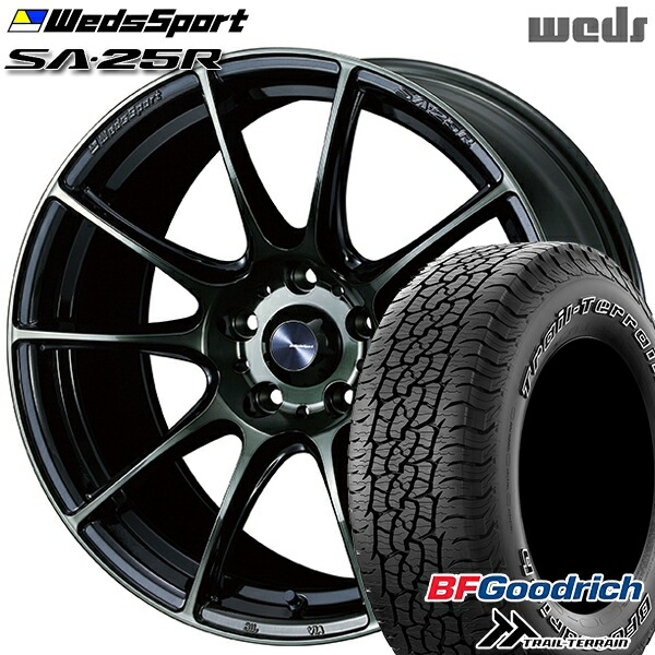 【取付対象】225/65R17 102T ORWL BFグッドリッチ トレールテレーン Weds ウェッズスポーツ SA25R WBC (ウォースブラッククリアー) 17インチ 7.0J 5H114.3 サマータイヤホイールセット
