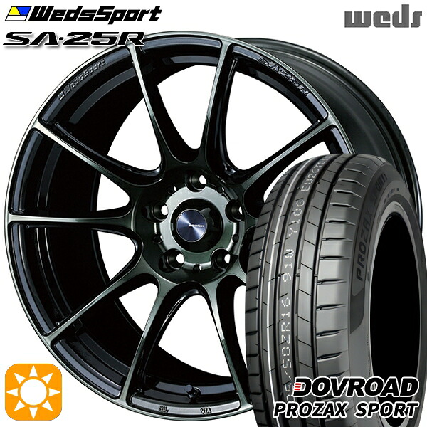 【取付対象】BP系レガシィアウトバック 215/55R17 98W XL DOVROAD プロザックススポーツ Weds ウェッズスポーツ SA25R WBC (ウォースブラッククリアー) 17インチ 7.0J 5H100 サマータイヤホイールセット |格安タイヤホイールジャストパーツ