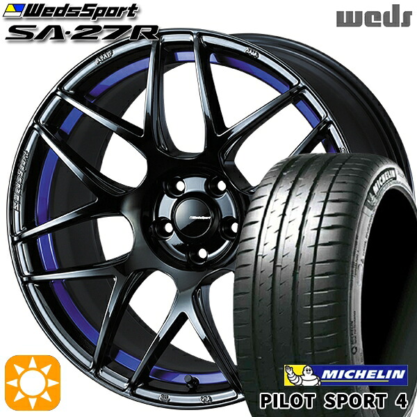 【取付対象】205/45R17 (88Y) XL ミシュラン パイロットスポーツ4 Weds ウェッズスポーツ SA27R BLC2（ブルーライトクロームツー） 17インチ 6.5J 4H100 サマータイヤホイールセット