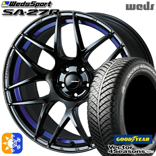 215/45R17 91H XL グッドイヤー ベクター フォーシーズンズ Weds ウェッズスポーツ SA27R BLC2(ブルーライトクロームツー) 17インチ 7.5J 5H100 オールシーズンタイヤホイールセット |格安タイヤホイールジャストパーツ