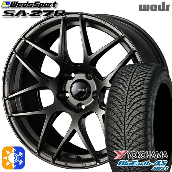 215/55R17 98W XL ヨコハマ ブルーアース 4S AW21 Weds ウェッズスポーツ SA27R EJ-BRONZE（EJプロンズ） 17インチ 7.0J 5H100 オールシーズンタイヤホイールセット