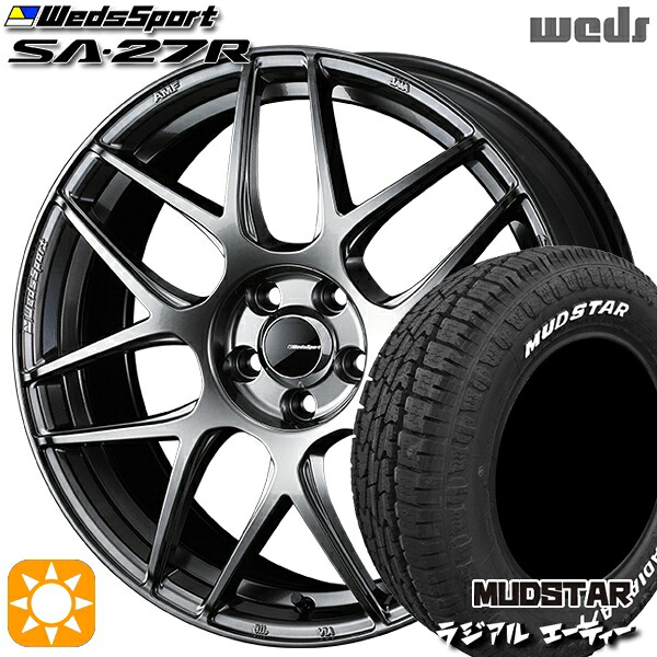 【取付対象】195/65R15 91H マッドスター ラジアル A/T ホワイトレター Weds ウェッズスポーツ SA27R PSB（プラチナシルバーブラック） 15インチ 6.0J 4H100 サマータイヤホイールセット