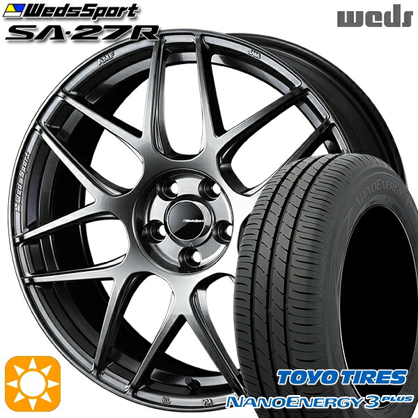 【取付対象】195/45R16 80W トーヨー ナノエナジー3プラス Weds ウェッズスポーツ SA27R PSB(プラチナシルバーブラック) 16インチ 6.5J 4H100 サマータイヤホイールセット |格安タイヤホイールジャストパーツ