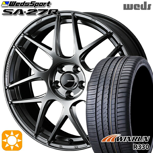 【取付対象】195/45R16 84V XL ウィンラン R330 Weds ウェッズスポーツ SA27R PSB(プラチナシルバーブラック) 16インチ 6.5J 4H100 サマータイヤホイールセット |格安タイヤホイールジャストパーツ