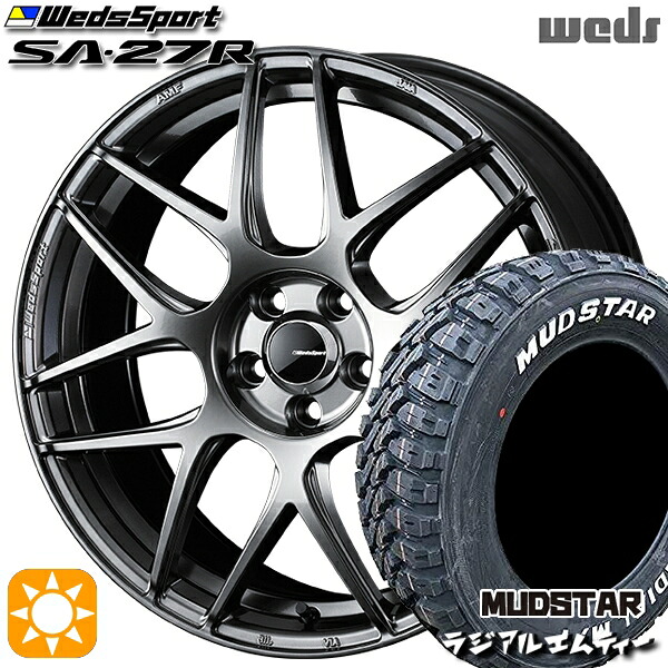 【取付対象】225/65R17 102T マッドスター ラジアルM/T Weds ウェッズスポーツ SA27R PSB（プラチナシルバーブラック） 17インチ 7.0J 5H114.3 サマータイヤホイールセット
