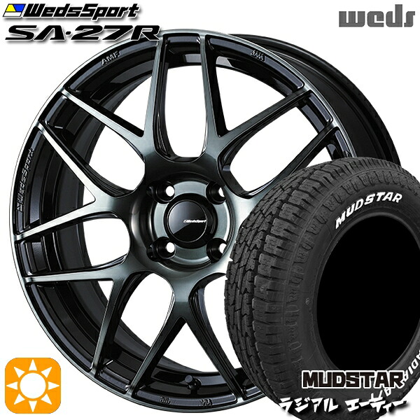 【取付対象】195/65R15 91H マッドスター ラジアル A/T ホワイトレター Weds ウェッズスポーツ SA27R WBC（ウォースブラッククリアー） 15インチ 6.0J 4H100 サマータイヤホイールセット