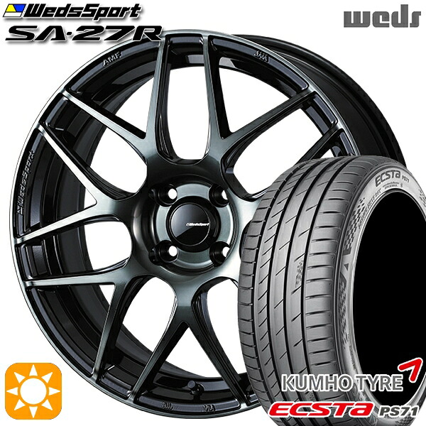 【取付対象】205/40R17 84W XL クムホ エクスタ PS71 Weds ウェッズスポーツ SA27R WBC（ウォースブラッククリアー） 17インチ 6.5J 4H100 サマータイヤホイールセット