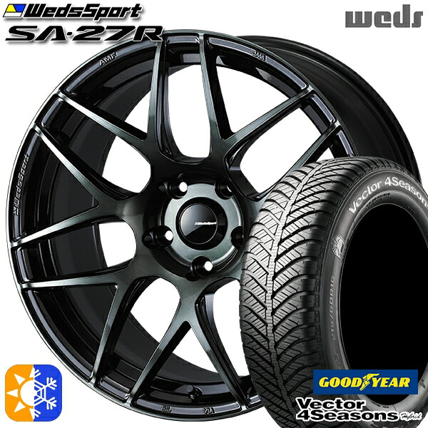 215/60R17 96H グッドイヤー ベクター フォーシーズンズ Weds ウェッズスポーツ SA27R WBC（ウォースブラッククリアー） 17インチ 7.0J 5H100 オールシーズンタイヤホイールセット