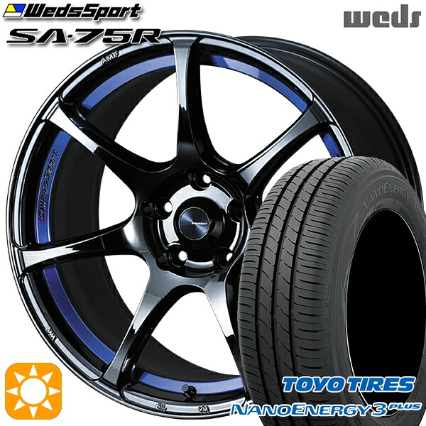 【取付対象】215/45R18 89W トーヨー ナノエナジー3プラス Weds ウェッズスポーツ SA75R BLCII（ブルーライトクロームツー） 18インチ 7.5J 5H114.3 サマータイヤホイールセット