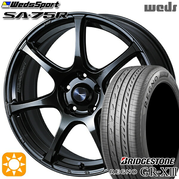 【取付対象】アクア クロスビー 175/60R16 82H ブリヂストン レグノ GR-X3 Weds ウェッズスポーツ SA75R HBCII (ハイパーブラッククリアツー 16インチ 6.5J 4H100 サマータイヤホイールセット |格安タイヤホイールジャストパーツ