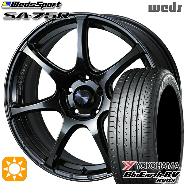 【取付対象】225/45R18 95W XL ヨコハマ ブルーアース RV03 Weds ウェッズスポーツ SA75R HBCII (ハイパーブラッククリアツー 18インチ 8.0J 5H114.3 サマータイヤホイールセット ｜格安タイヤホイールジャストパーツ