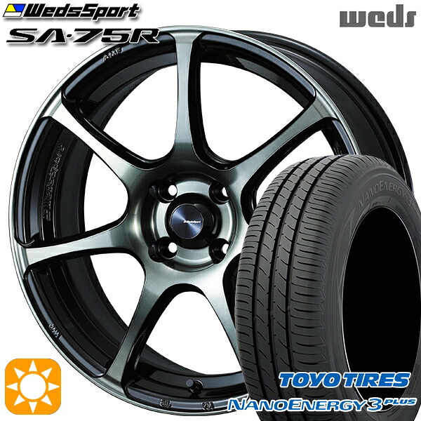 【取付対象】205/60R16 92H トーヨー ナノエナジー3プラス Weds ウェッズスポーツ SA75R WBC (ウォースブラッククリアー) 16インチ 6.5J 4H100 サマータイヤホイールセット ｜格安タイヤホイールジャストパーツ