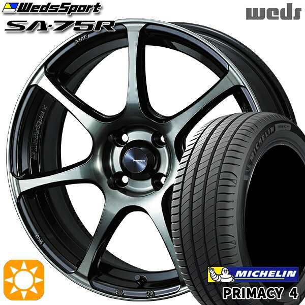【取付対象】フィット アクア 185/60R15 88H XL ミシュラン プライマシー4 Weds ウェッズスポーツ SA75R WBC (ウォースブラッククリアー) 15インチ 6.0J 4H100 サマータイヤホイールセット |格安タイヤホイールジャストパーツ